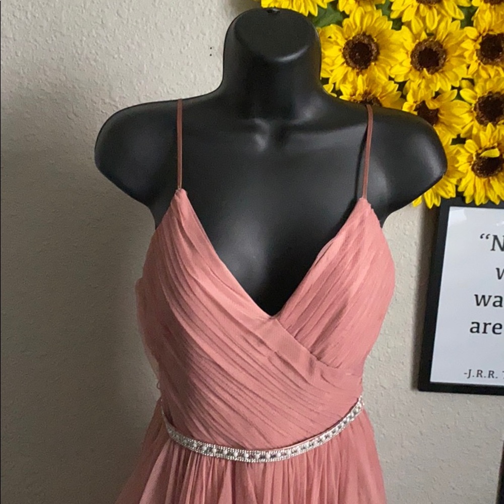 Pink Sheer Dress with Pearl Belt